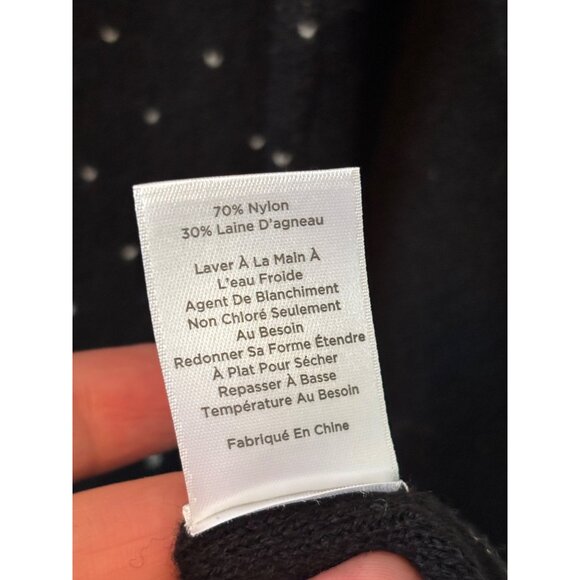 Talbots Black & White Cowl Neck Sweater With Geometric Snowflake Pattern - Picture 6 of 6